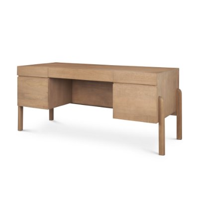71289 - Trellyn Light Brown Solid Wood Carved Woven Desk