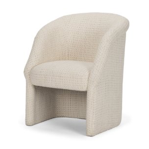 Curtis Barrel Back Dining Arm Chair | Cream Fabric w/ Tapered Wood