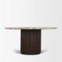 71215-AB - Marbrello 60" Pink Marble Top Espresso Brown Fluted Wood Round Dining Table