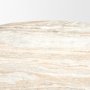 71215-AB - Marbrello 60" Pink Marble Top Espresso Brown Fluted Wood Round Dining Table