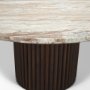 71215-AB - Marbrello 60" Pink Marble Top Espresso Brown Fluted Wood Round Dining Table