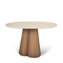 71222-AB - Marilyn 48" Botticino Marble W/ Light Brown Wood Base Dining Table