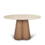 71222-AB - Marilyn 48" Botticino Marble W/ Light Brown Wood Base Dining Table
