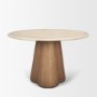 71222-AB - Marilyn 48" Botticino Marble W/ Light Brown Wood Base Dining Table