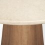 71222-AB - Marilyn 48" Botticino Marble W/ Light Brown Wood Base Dining Table