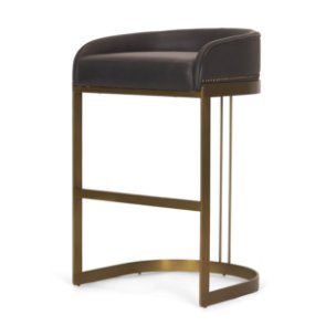 Hollyfield Backless 28.75in Seat Bar Stool | Brown Charcoal Leather