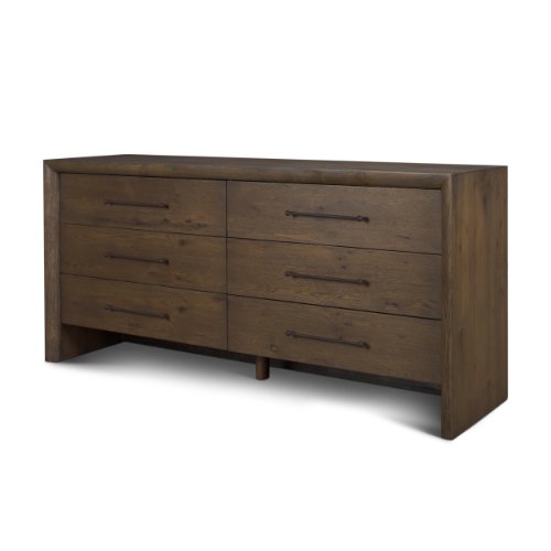 71238 - Belford 6-Drawer Dark Brown Oak Wood Dresser