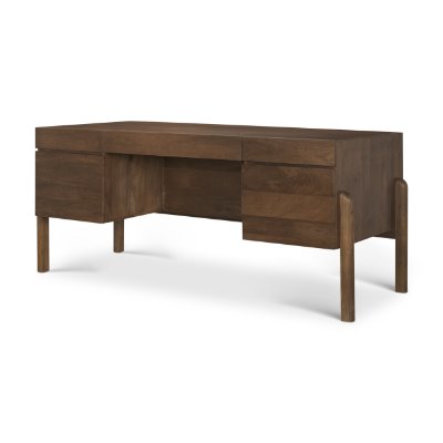 71290 - Trellyn Dark Brown Solid Wood Carved Woven Desk