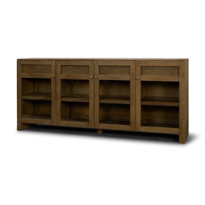 71312 - Suri Mid Brown Wood w/ Glass 4-Door Closed Sideboard