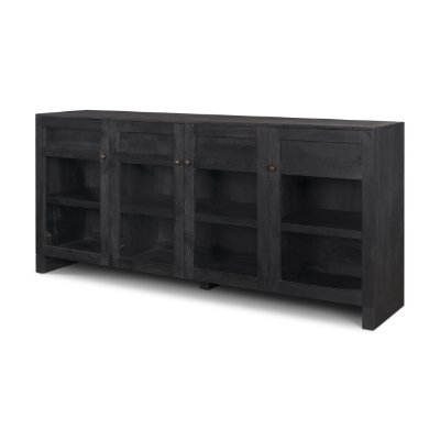 71311 - Suri Black Wood w/ Glass 4-Door Closed Sideboard