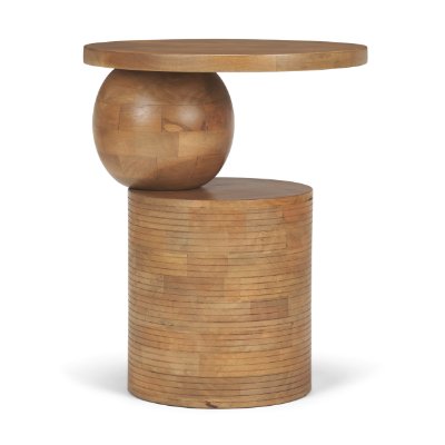 71418 - Stack Light Brown Wood Geometric Accent Table