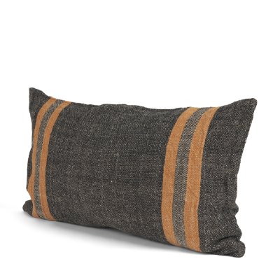 71428 - Mercer 14x26 Lumbar Black w/ Orange Stripes Decorative Pillow Cover