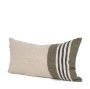 71434 - Hunter 14x26 Lumbar Oatmeal w/ Green Stripe Decorative Pillow Cover