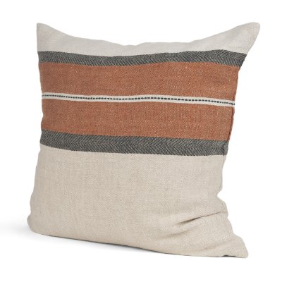 71435 - Mason 22x22 Square Cream w/ Orange Stripe Decorative Pillow Cover