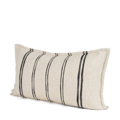 71438 - Liv 14x26 Lumbar Cream w/ Black Stripes Decorative Pillow Cover