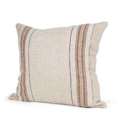 71440 - Maeve 20x20 Square Natural Linen w/ Orange Stripes Decorative Pillow Cover
