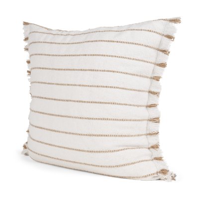 71444 - Willow 20x20 Square Cream w/ Camel Stripes Decorative Pillow Cover