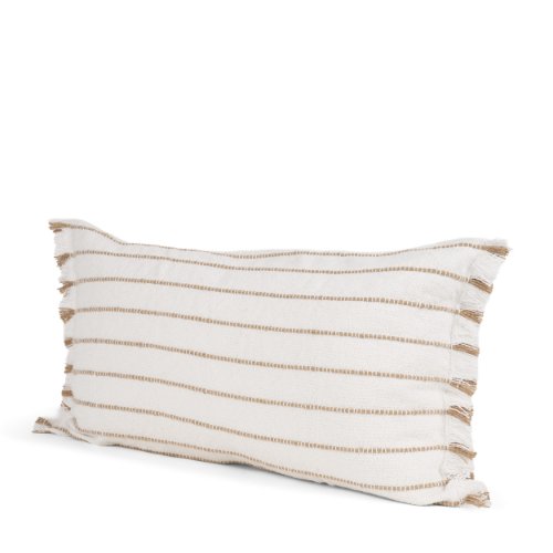 71445 - Willow 14x26 Lumbar Cream w/ Camel Stripes Decorative Pillow Cover