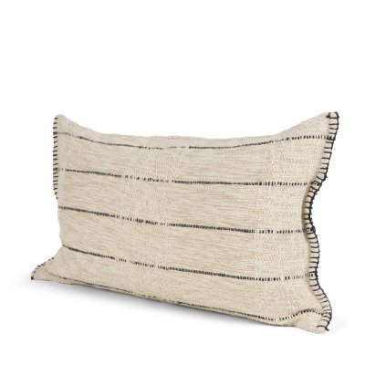 71448 - Lyle 14x26 Lumbar Oatmeal w/ Black Stripes Decorative Pillow Cover