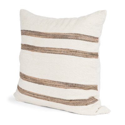 71458 - Maryn 22x22 Square Cream w/ Brown Stripes Decorative Pillow Cover