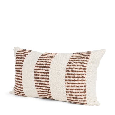 71465 - Levon 14x26 Lumbar Plush Cream w/ Orange Dashed Stripes Decorative Pillow Cover