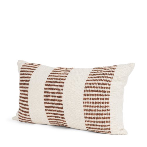 71465 - Levon 14x26 Lumbar Plush Cream w/ Orange Dashed Stripes Decorative Pillow Cover