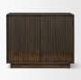 71339 - Cinder Distressed Dark Brown Wood Reeded 2-Door Closed Accent Cabinet