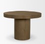71342-AB - Lyonne 42" Round Medium Brown Oak Wood Pedestal Dining Table