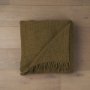 71454 - Kambal Dark Olive Green Woven Cotton Throw Blanket