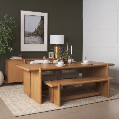 71239-AB - Rowan 94" Light Brown Oak Wood Rectangular Dining Table
