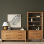 71232 - Belford 2-Door Open Light Brown Oak Wood Shelving Unit