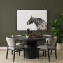 71218-AB - Atlas 60" Black Wood Stacked Pedestal Base Round Dining Table 