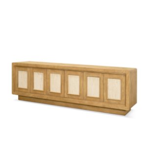 Valterra Light Brown Wood w/ Travertine 6 Door Media Console