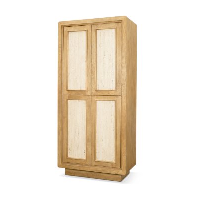 71379 - Valterra Light Brown Wood w/ Travertine 4 Door Tall Cabinet