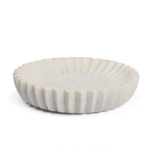 Fiora Round White Marble Scalloped Decorative Bowl