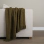71454 - Kambal Dark Olive Green Woven Cotton Throw Blanket