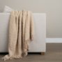 71455 - Kambal Light Beige Woven Cotton Throw Blanket