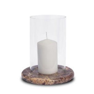 Bordo Red Marble w/ Glass Hurricane Candle Holder