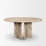 71357-ABC - Rivaro Solid Beige Marble Round Dining Table