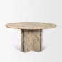 71357-ABC - Rivaro Solid Beige Marble Round Dining Table