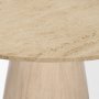 71353-AB - Allyson 42" Light Wood Base w/ Travertine Top Dining Table