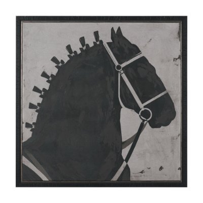 102804-FL - Steed 2 by Mercana Studio Hand-Embellished Textured Framed Canvas Artwork