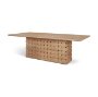 71291-AB - Trellyn 94" Light Brown Solid Wood Carved Woven Base Rectangular Dining Table
