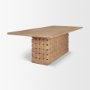 71291-AB - Trellyn 94" Light Brown Solid Wood Carved Woven Base Rectangular Dining Table