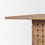 71291-AB - Trellyn 94" Light Brown Solid Wood Carved Woven Base Rectangular Dining Table
