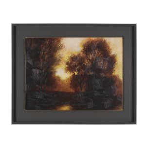 Golden Quiet I by Mercana Studio Hand-Embellished Textured Framed Artwork Matted under Glass