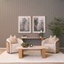 71329-AB - Milos Travertine Top w/ Light Brown Oak Wood Coffee Table