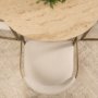 71353-AB - Allyson 42" Light Wood Base w/ Travertine Top Dining Table