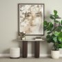 71287-AB - Marbrello Pink Marble Top Dark Brown Fluted Wood Half Moon Console Table Top