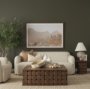 71298 - Trellyn 48" Dark Brown Wood w/ Carved Woven Base Square Coffee Table